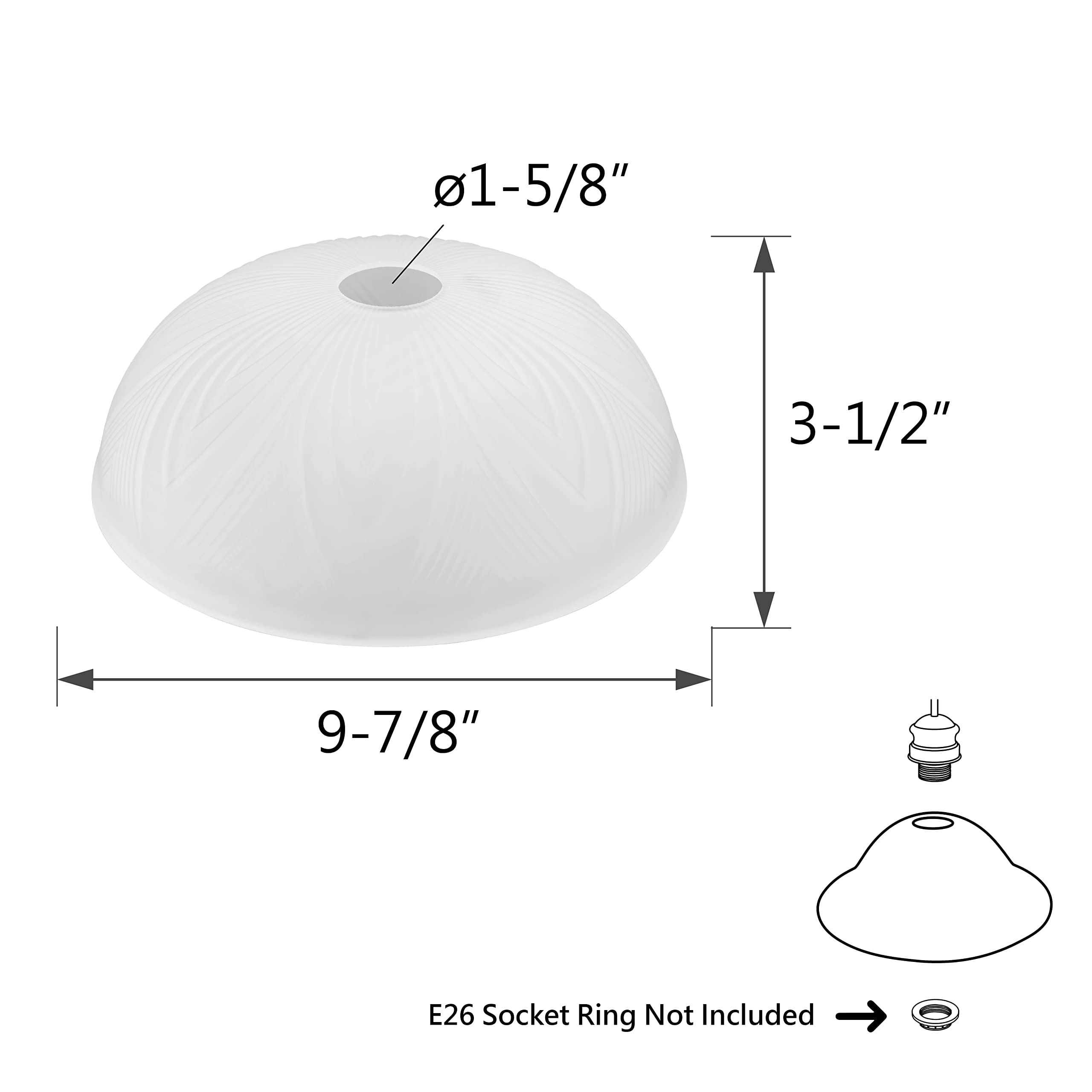 Aspen Creative 23153-11A - Pantalla De Vidrio Esmerilado De Repuesto Para Casquillo De Base Mediana, Lámpara Torchiere, Lámpara Colgante Tipo Swag, Colgante, Aplique De Pared De 1 Luz Y Accesorio De