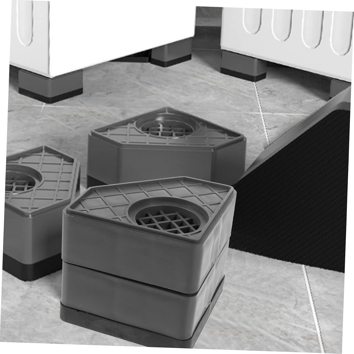 4Pcs Washing Machine Foot Mats with Heightened Base, Black