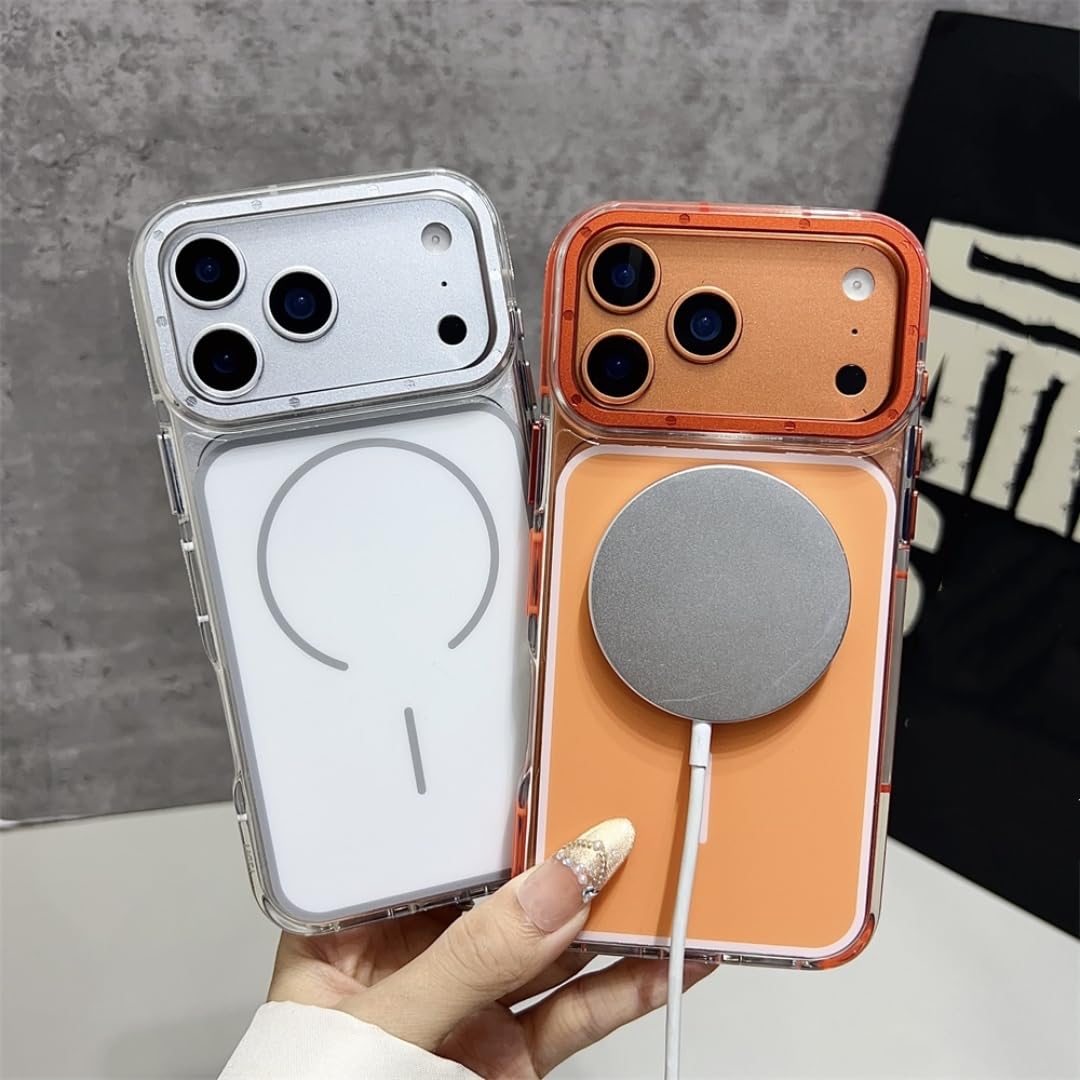 Luksusowe, dwukolorowe, przezroczyste etui z mocnym magnesem do iPhone'a 17 Pro Max Air 16 Plus 15 14 13 12 11, tylna obudowa (do iPhone'a 13/biała)