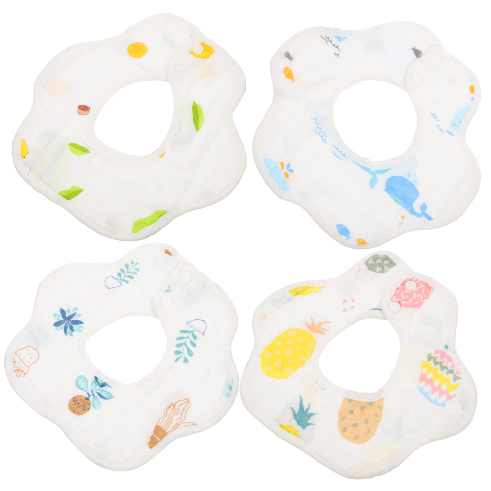 Hohopeti 12stücke Teiliges Baumwoll-lätzchen Für Junge Mädchen Cartoon-design Atmungsaktive Weiche Und Langlebige Spucktücher Für Neugeborene Und Kleinkinder Handwaschbar Und Farbecht