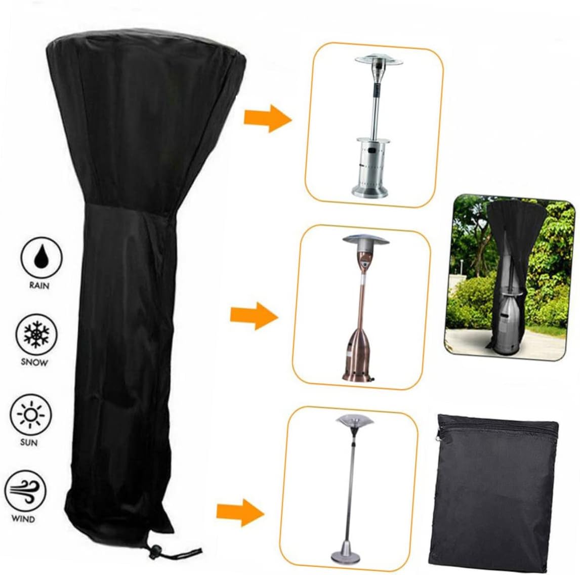 1pc Outdoor Heater Cover Purpose for Patio Heaters Weather Resistant Easy to Use Complete Coverage