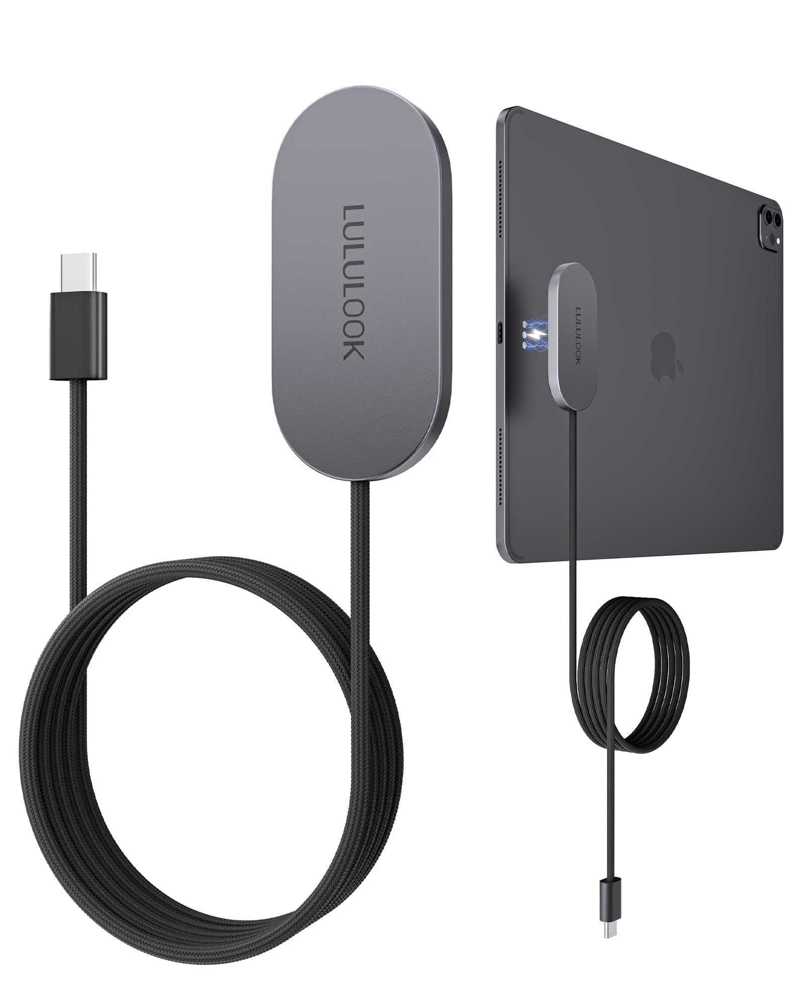 LULULOOK Chargeur magnétique sans Fil pour iPad Pro 13" M5/M4, 35 W, Charge Rapide, en Alliage d'aluminium, avec câble USB C de 2 m (Adaptateur Non Inclus)