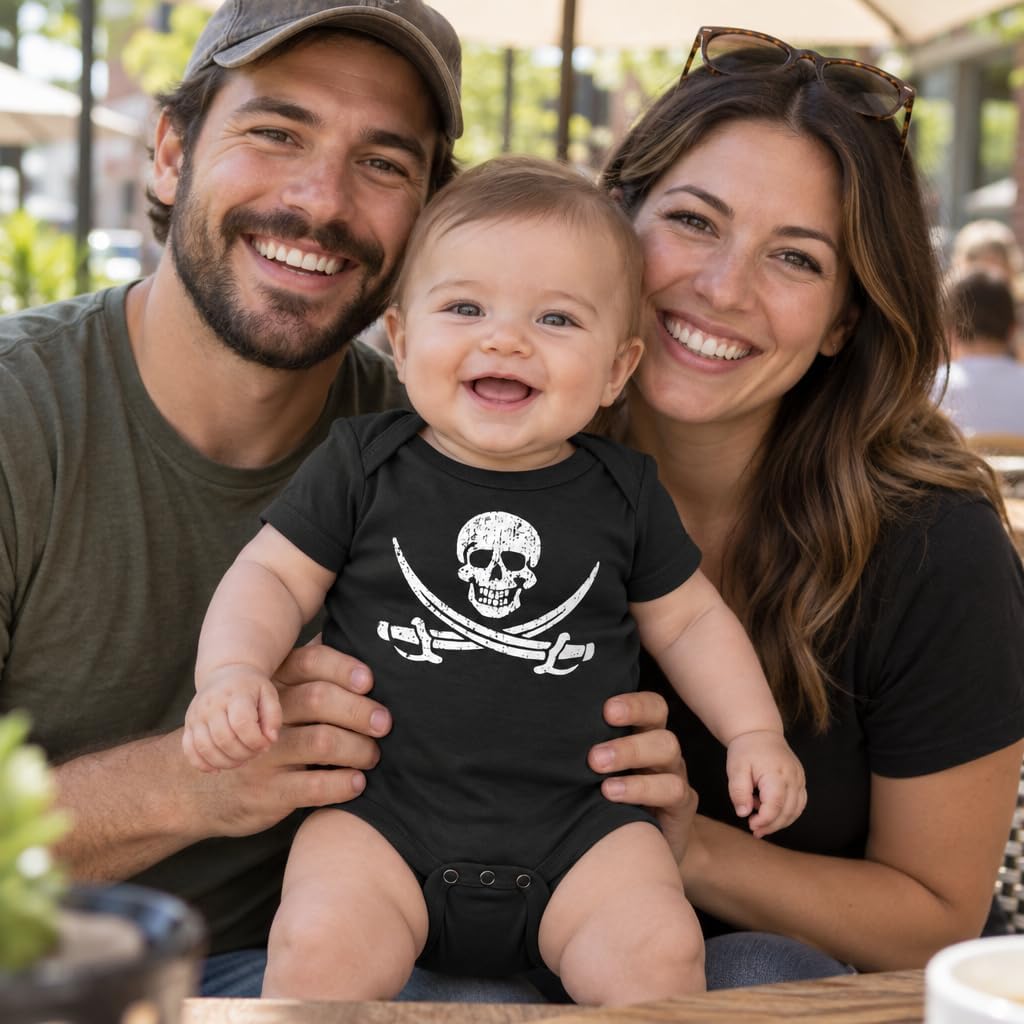 Jolly Roger Pirate Skull Crossed Swords - Cotton Infant Bodysuit