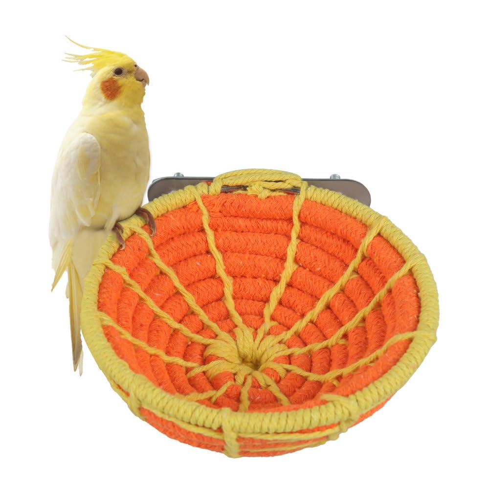 MiOYOOW Bird Breeding Nest, Cotton Rope Parakeet Bed Bird Cage House for Finch Small Parrot Budgie Canary Hummingbirds Lovebirds