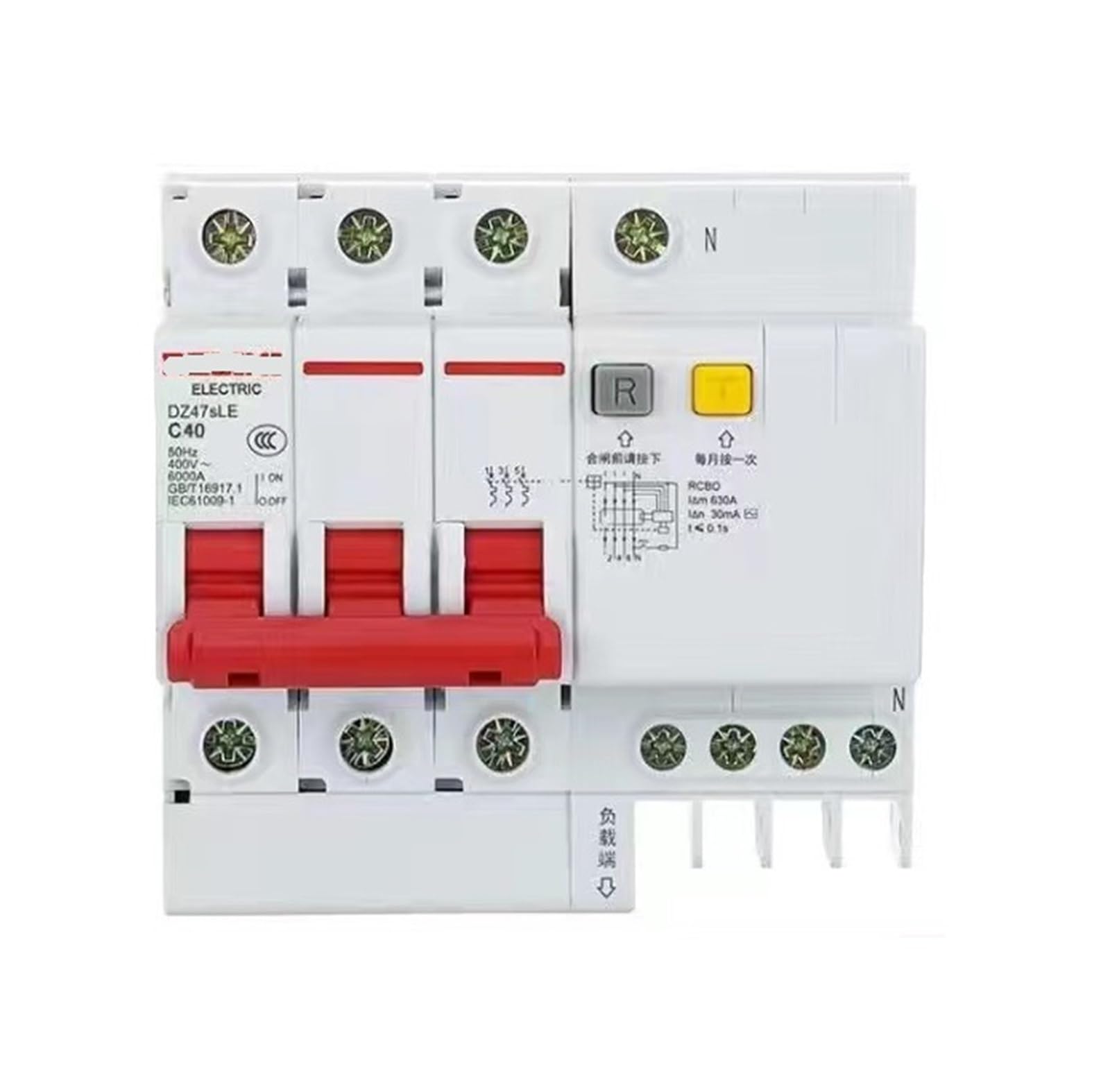 Leakage Protection Circuit Breaker 3P+N air Switch with Leakage Protection 32A 20A 40A 63A(DZ47SLE-3P+N-C40A)
