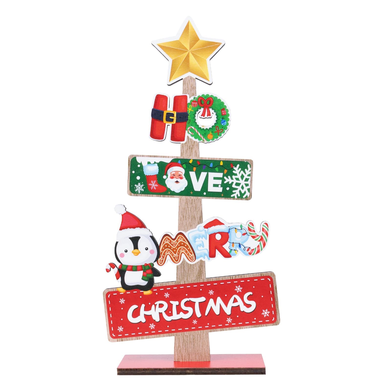 Fachoi Ho Wooden Christmas Table Sign, Christmas Table Decorations, Xmas Tabletop Centerpiece Signs For Xmas Party Supplies Me Room Decor F4-Sdzsbj(Ho)