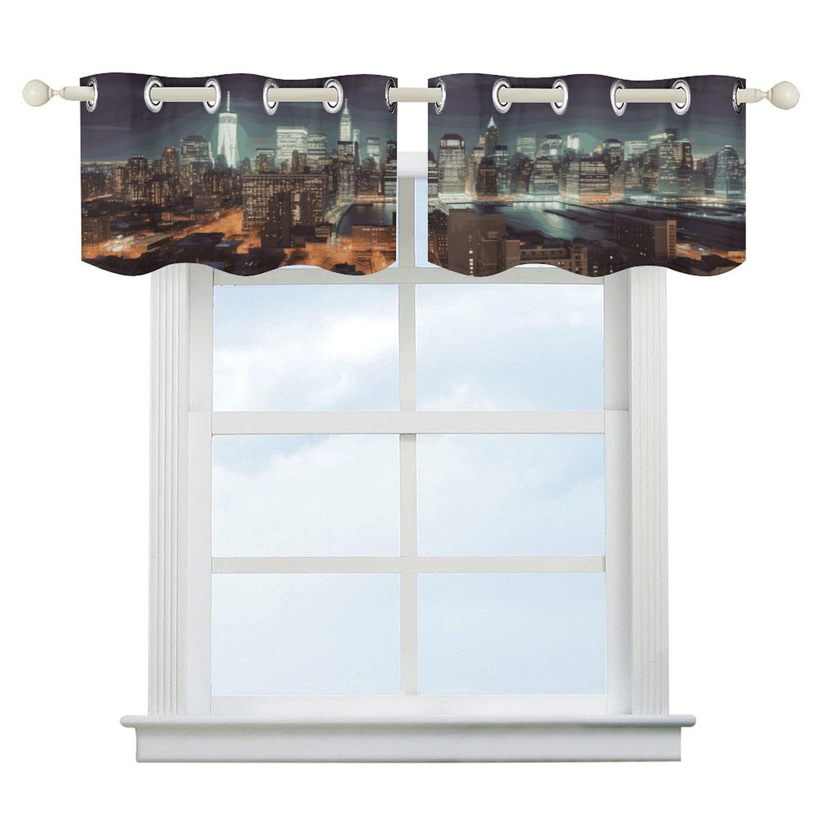 Fekiloot Style New York City Short Curtains Valance Curtain
