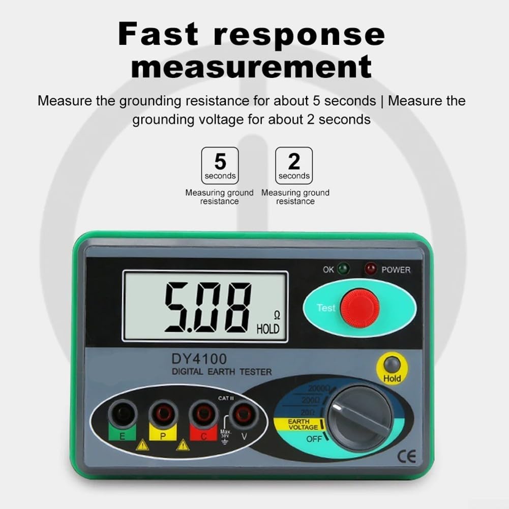 Instrumento de medición de resistencia a tierra DY4100 con pantalla HD clara y diseño de protección de seguridad dual (A)