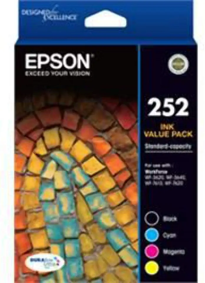 Epson 252 Genuine Ink Cartridges (Pack of 4), 1250 Prints Capacity