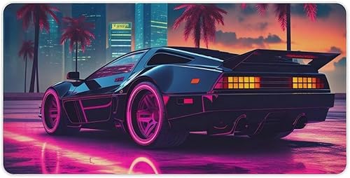 Miniatura 8 de Large Mouse Pad JDM Sports Car NSX Neon Palm Trees Synthwave Desk Mat Computer Accessories Gaming Office Organizers Supplies Decor Essentials