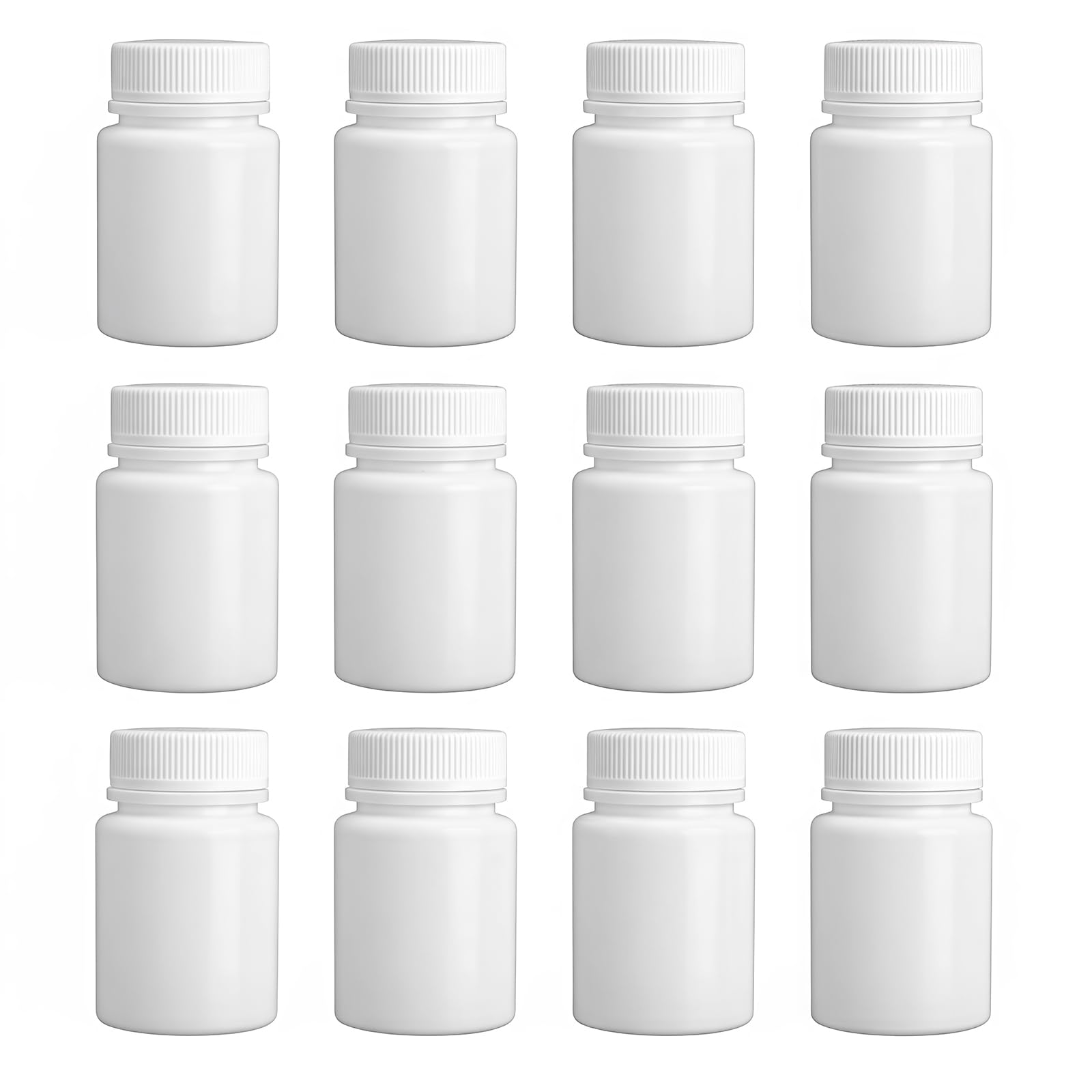12 recipientes redondos de plástico para píldoras, tabletas de medicina, soporte de almacenamiento de cápsulas, dispensador de píldoras, organizador de cebos (blanco) (100 ml)