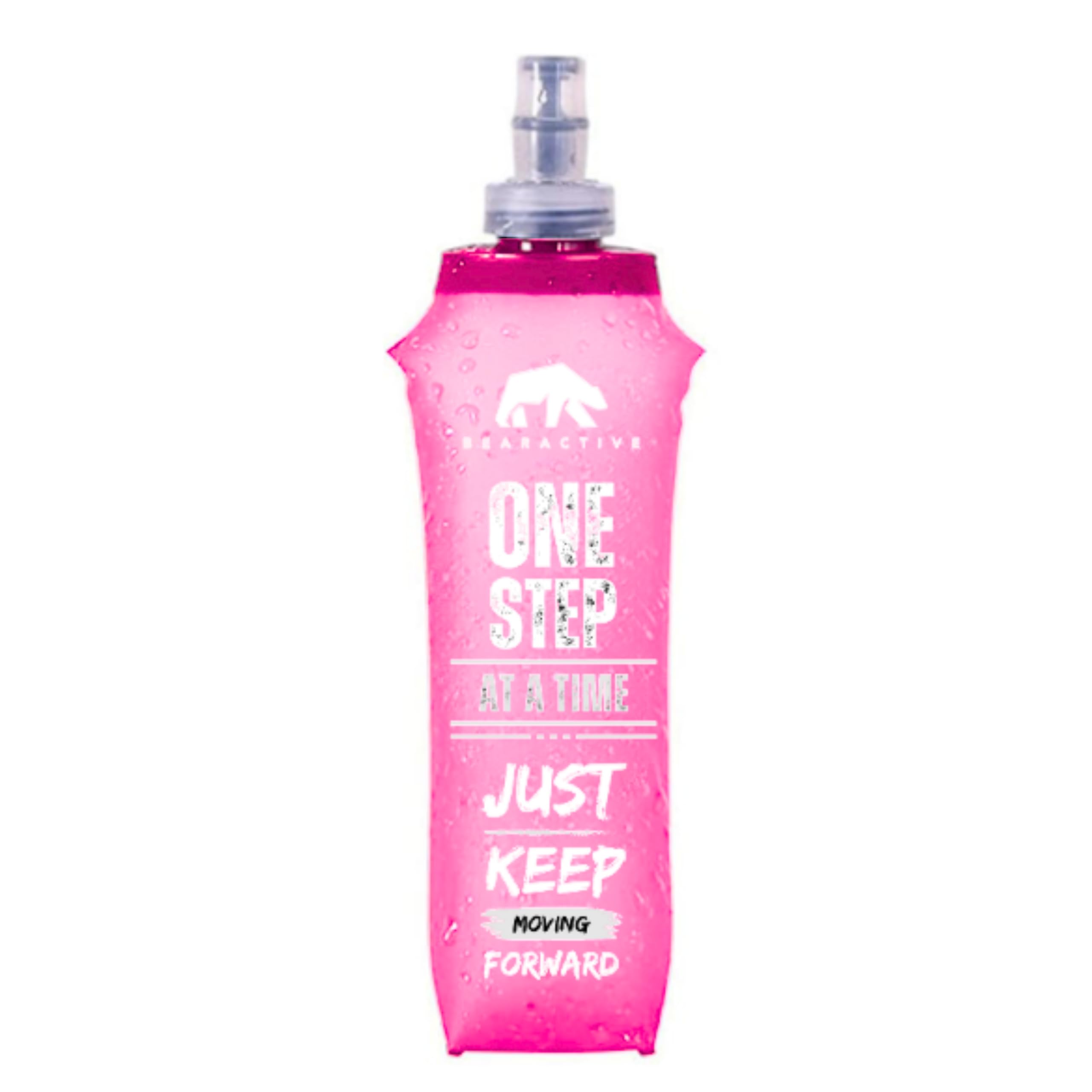 Lightweight Running Water Bottle Soft Flask 500ml - TPU BPA Free Plastic, Leak Proof Foldable Water Bottle, Collapsible Bottle for Running Vests & Belts (Pink 1 x Soft Flask)