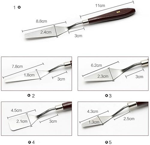Miniatura 6 de Juego de 5 cuchillos de paleta de pintura de acero inoxidable, espátula, cerámica, arcilla, kit de herramientas para esculpir