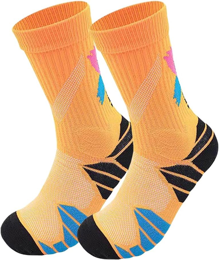 DRASEX Men's Sports Cushioned Athletic Crew Socks 4-Pack Performance Thick Basketball Running Hiking Socks