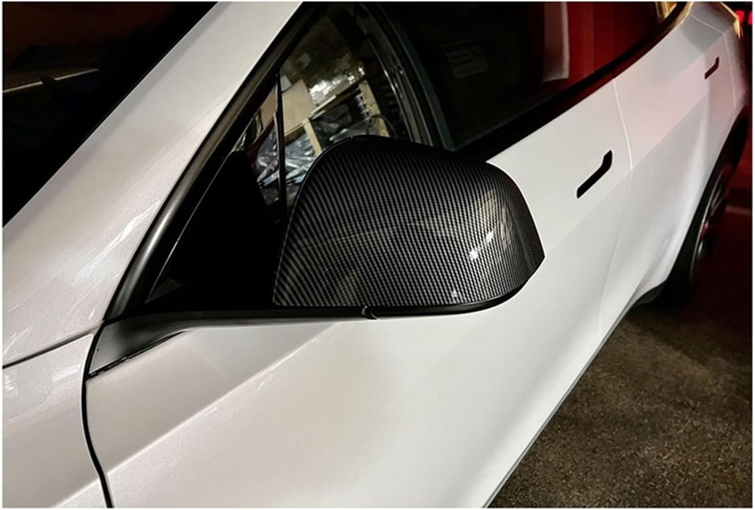 Car Rear Mirror Cover Cap Carbon Fiber Pattern Pattern Fit for Model 3 2018-2024/Model Y Exterior Side Mirror Cover