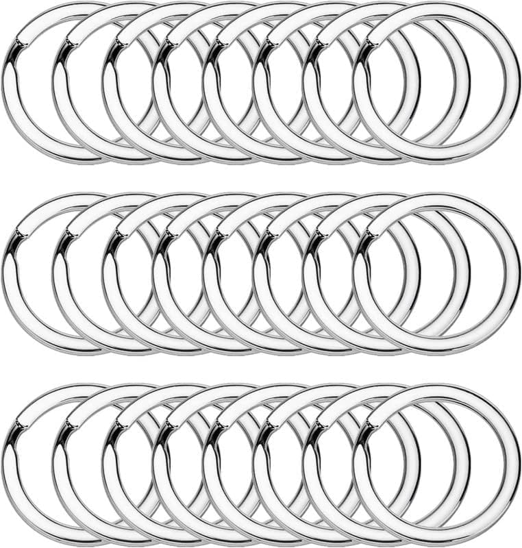 Muzztech 30 Pcs Round Shape Key Rings 25 MM Dia, Flat Key Chain Rings Metal Split Ring for organizing Keys(Pack of 30)