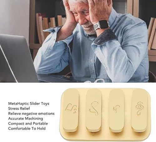 Miniatura 4 de Haptic - Juguetes deslizantes para la ansiedad, juguetes metálicos para aliviar el estrés, ergonómicos, viajes, oficina, trabajadores (dorado)