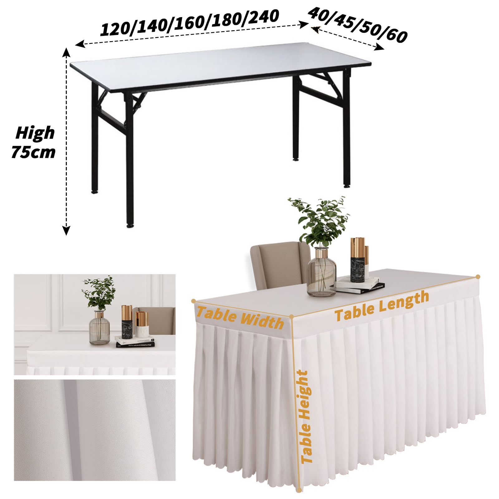 2 Gonne Per Tavolo Con Frange Metalliche - Argento, Decorativo Per Feste, L275cm X H75cm - Foto 4