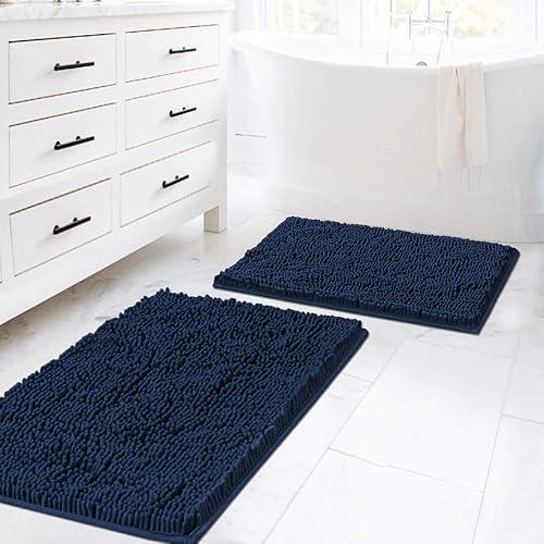 Juego de tapetes de baño de microfibra afelpada, alfombrilla de felpilla, ultrasuave, lavable, secado rápido, absorbente, para dormitorio, cocina,