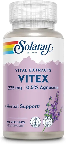 SOLARAY Vitex Berry Extract 225 mg - Chasteberry Supplement for Women - Traditional Hormone Balance Support - Chaste Tree Berry - Vegan, Lab Verified - 60 Servings, 60 VegCaps