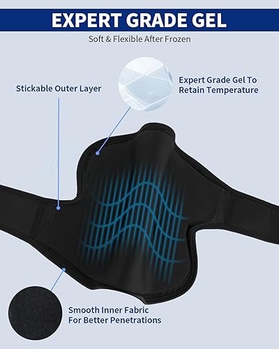 Miniatura 2 de Paquete de 2 bolsas de hielo de gel con correas para rodilla, codo, hombro, muñeca y espalda, bolsas de hielo reutilizables para lesiones,