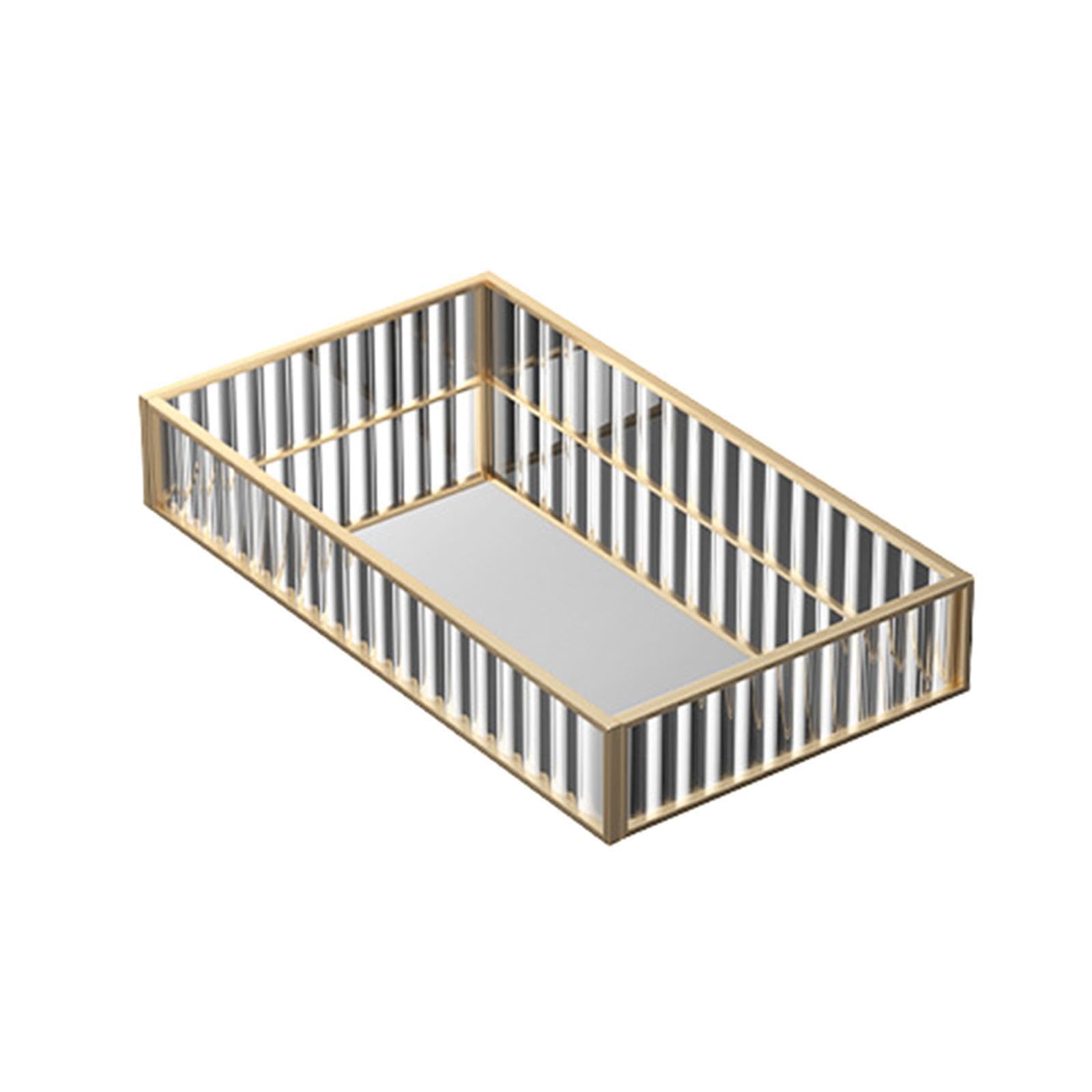 TWISAXC Stylish Mirrored Tray For Vanity Showcasing Perfumes Jewelry And Personal Accessories Mirrored Tray Decorative Mirror Perfume Organizer Eye Shadow, S