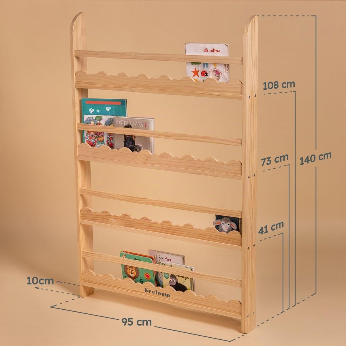 Story Stand, estantería Montessori de Madera para Libros Infantiles, con 4 estantes, a Partir de 3 años.