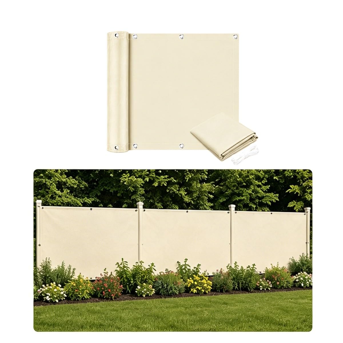 Balcony Privacy Screen Outdoor Fence Cover Windbreak Cover with Eyelets