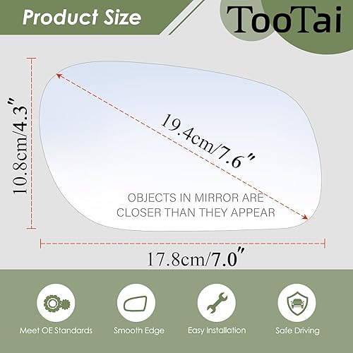 Miniatura 5 de Tootai Espejo lateral del pasajero puede usarse con Ford Crown Victoria 1998-2011, Mercury Grand Marquis 1998-2010, sin calefacción, sin placa