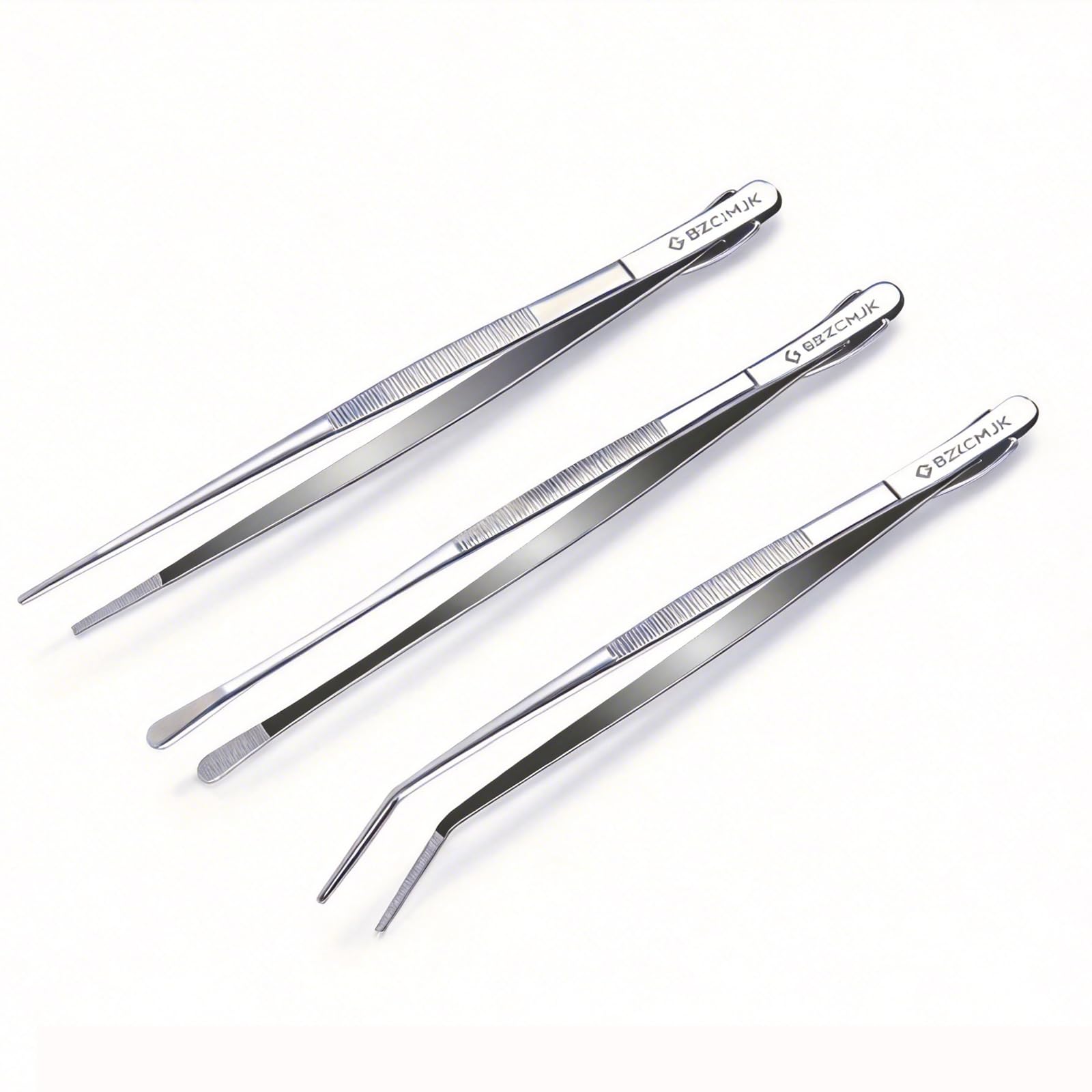 GBZCMJK 3 pinzas de cocina, pinzas de acero inoxidable de 12 pulgadas y 11.6 pulgadas para cocinar, pinzas de cocina profesionales, pinzas de cocina de chef, comida marina, barbacoa, chapado y servir