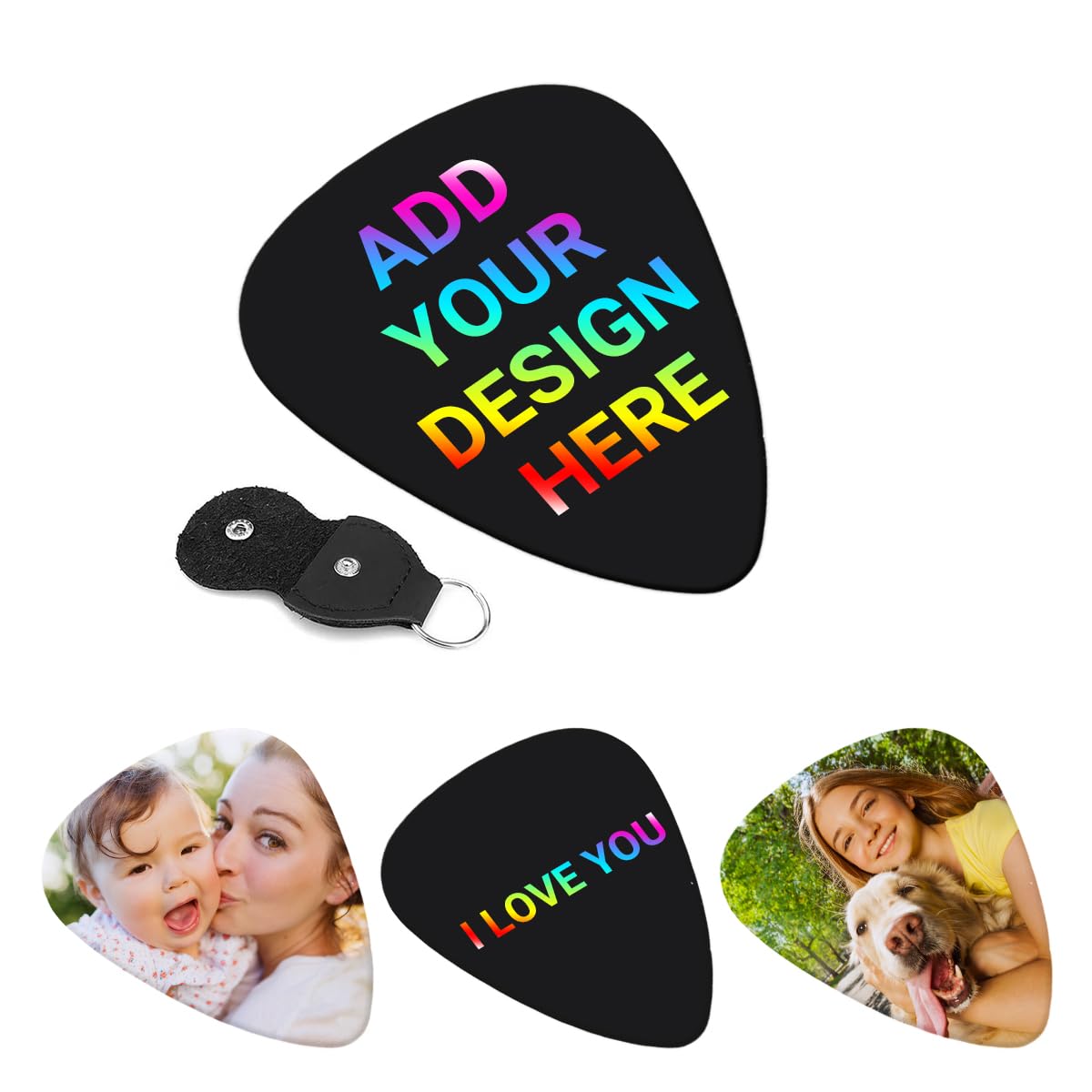 100 Pack Custom Guitar Picks With Text/Name Unique Birthday Gifts For Guitars Friends Men Boyfriend Personalized Picture Logo DIY Guitar Bass Pick Customize Guitar Accessories Add Your Design E