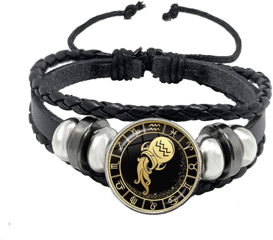 Bracciale In Pelle Con Ciondolo Costellazione - 12 Segni Zodiacali, Unisex, Regalo Personalizzato - Foto 3