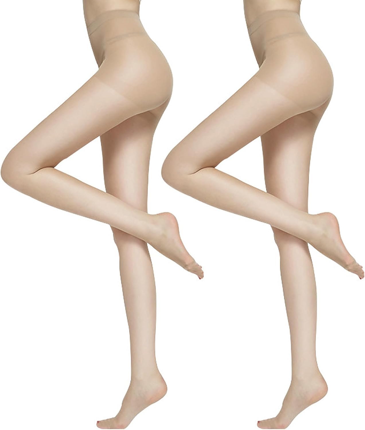 2 Pairs Tights for Women - Transparent Pantyhose Breathable Stretch Stockings Slimming Leggings with Nude Black gift for Lady
