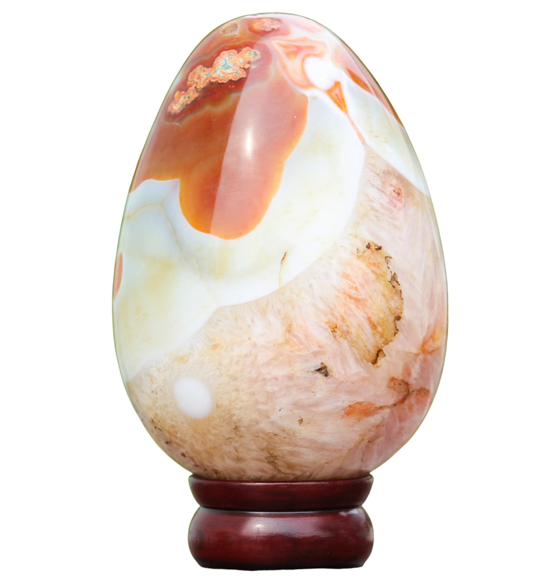 A+Huevo de piedra grande metafísica curativa de chakras de cristal de cornalina con bandas rojas naturales pulidas (140 mm/1360 g) para meditación, Feng Shui, aura, para interiores, decoración del
