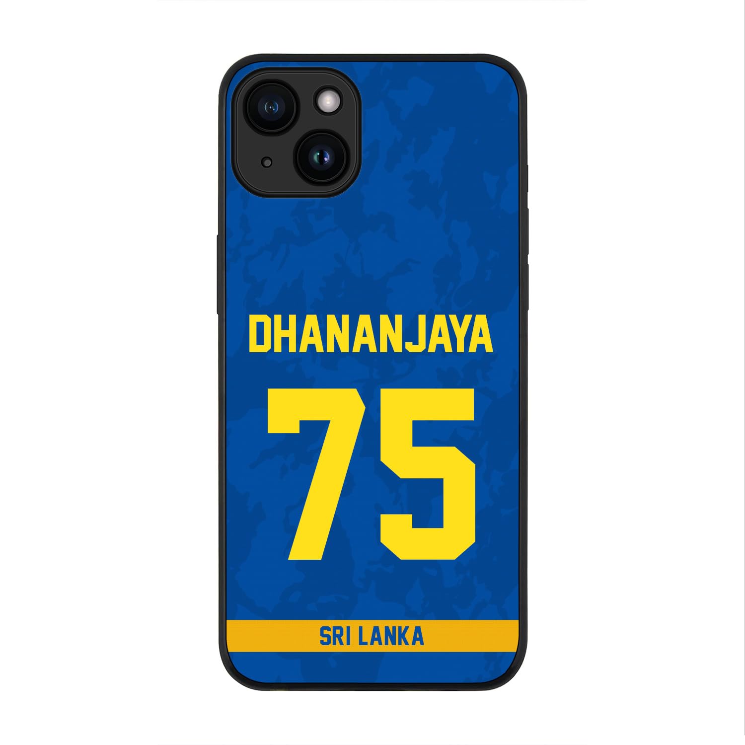 Stylizedd Cover for iPhone 15 Plus Case, Rugged Black Slim fit Soft Flexible Anti Drop TPU Gel Thin Protective Phone Cases - Player Name - Dhananjaya de Silva, Jersey Number- 75
