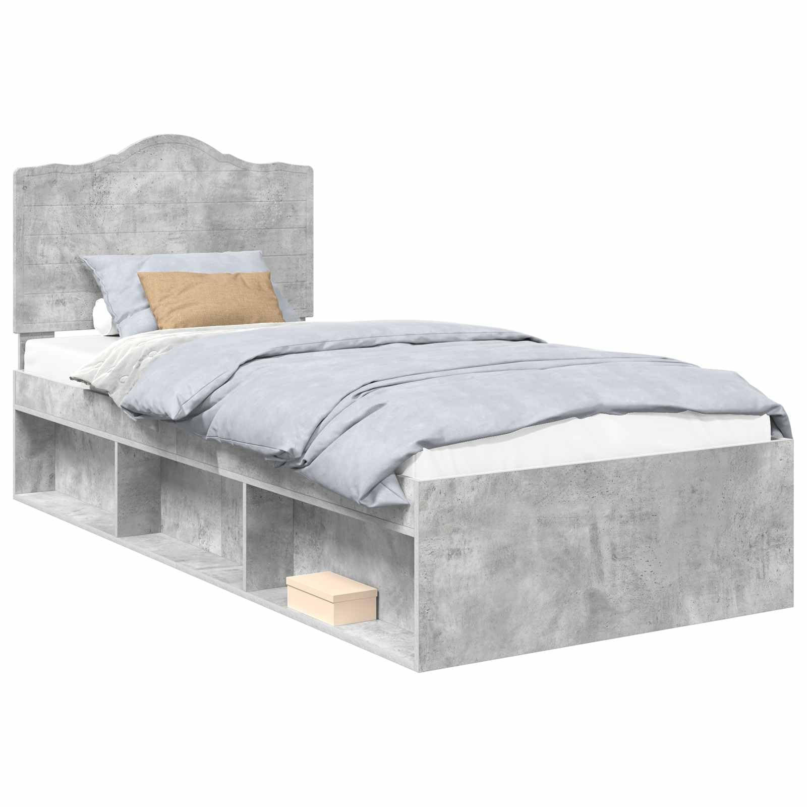 vidaXL Estructura de Cama con cabecera Gris concreto 100 x 200 cm
