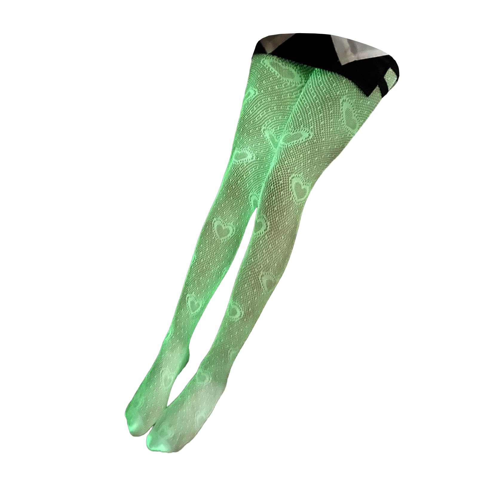 Huajingkeji Unisex 7305 Comfortable Soft Socks， Women Glow In The Dark Jumpsuit Stockings Leggings Glowing Fishnet Socks Tights High Waist Glow Fishnet