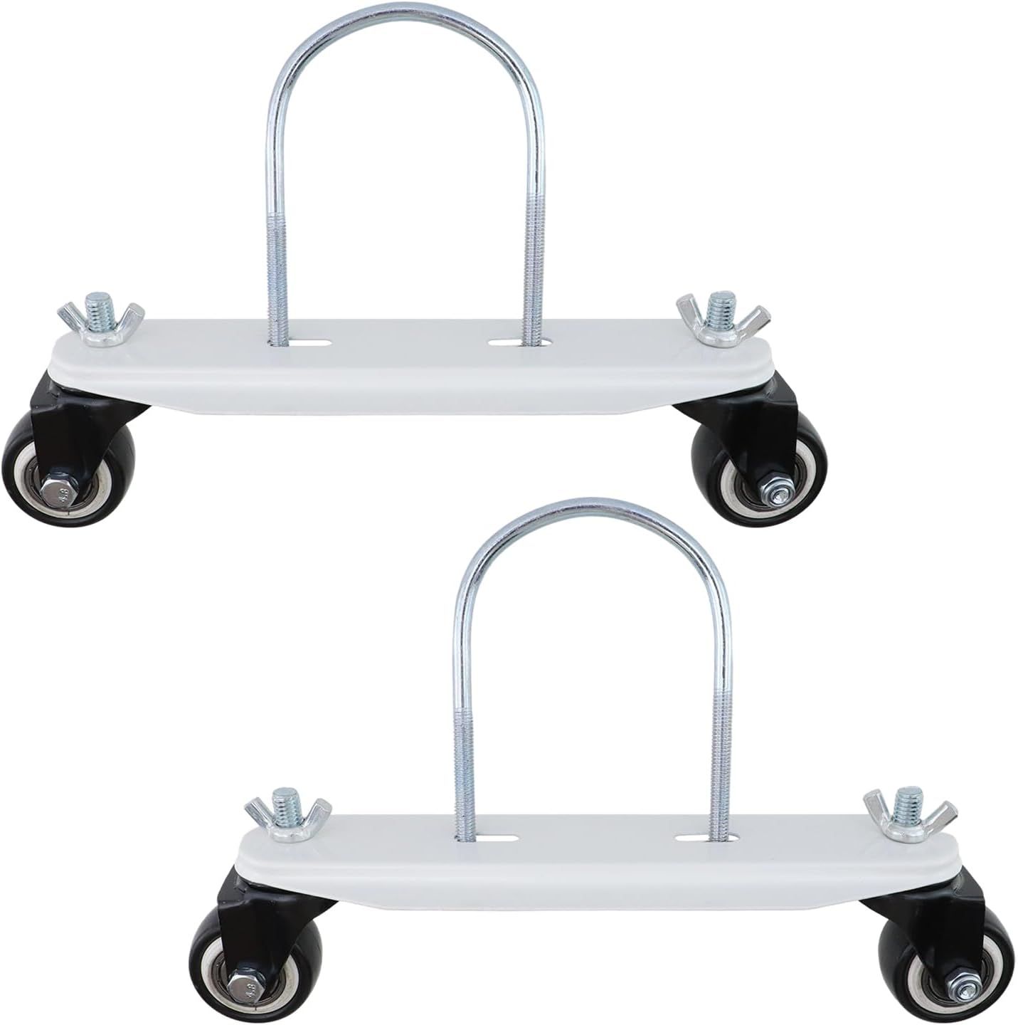 2pcs Mobile Pulley Holders Metal Mobile Pulley Brackets Electric Heater Caster Frame Base with 360° Swivel Wheels for Oil Filled Radiator (White Wheel)