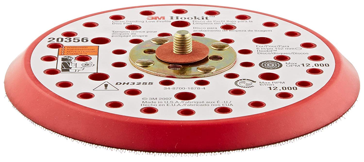 Cubitron 3M Hookit Clean Disque de ponçage à profil bas, 52 trous – pour ponceuses orbitales et aléatoires – Fixation Velcro – 15,2 cm x 9,5 mm x 0,6 cm – 24 – 20356 – Rouge