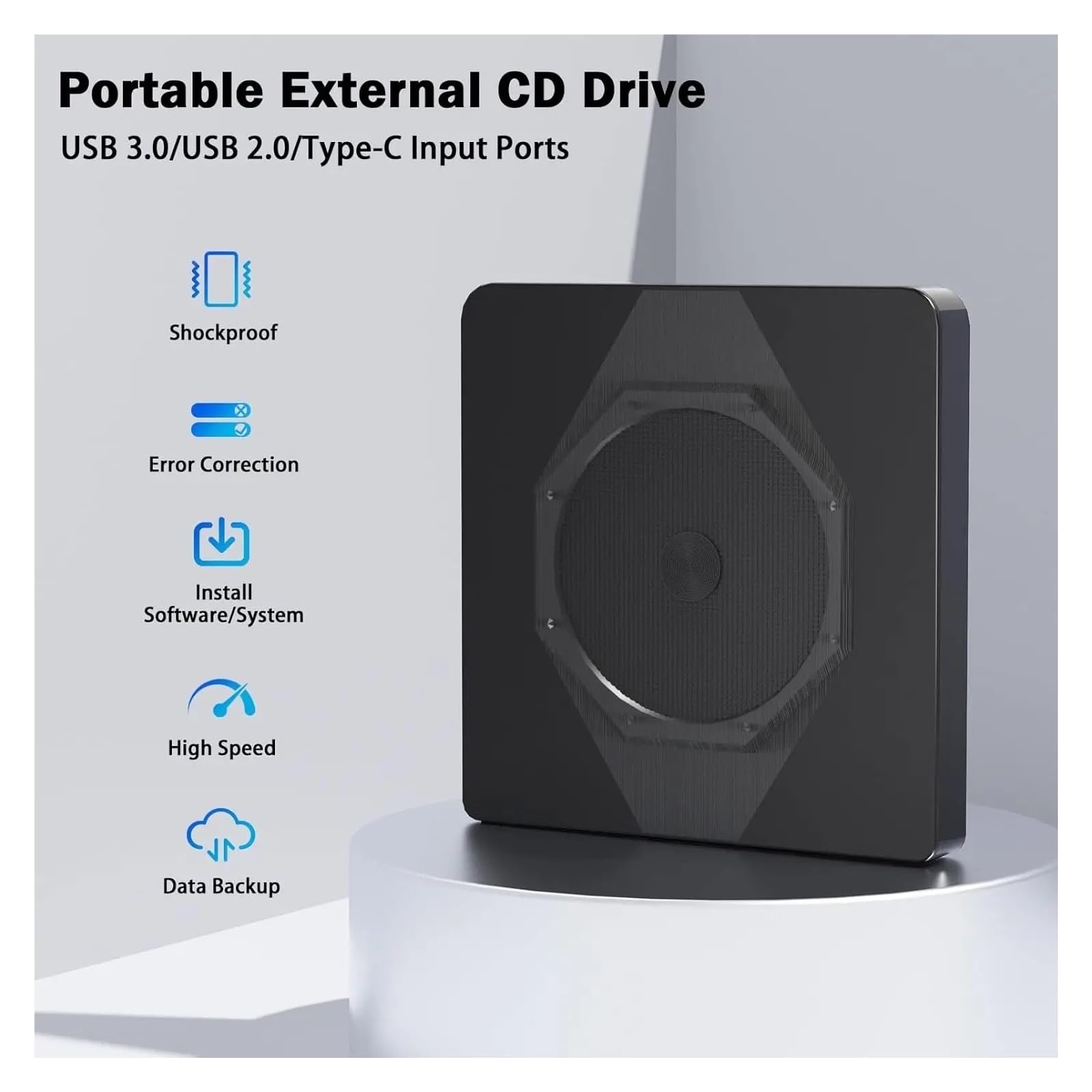 Zewnętrzny Napęd CD/DVD Do Laptopa USB 3.0 Typu C, Przenośna Nagrywarka CD/DVD, Napędy CD ROM +/-RW
