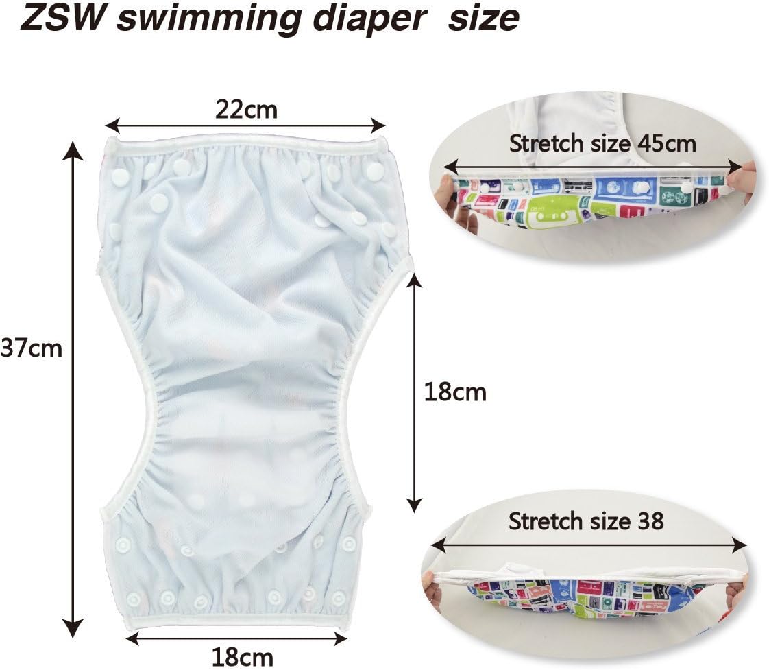 ALVABABY Swim Diapers Large Size 2pcs Pack Reuseable &Adjustable 0-36 mo.Size 18-55lbs ZDYK05-06: Clothing, Shoes & Jewelry