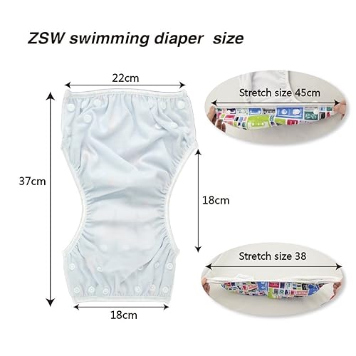 Miniatura 4 de ALVABABY - Pañales de natación para bebé de talla L, paquete de 2 piezas, reutilizables y ajustables, ZDYK05-06