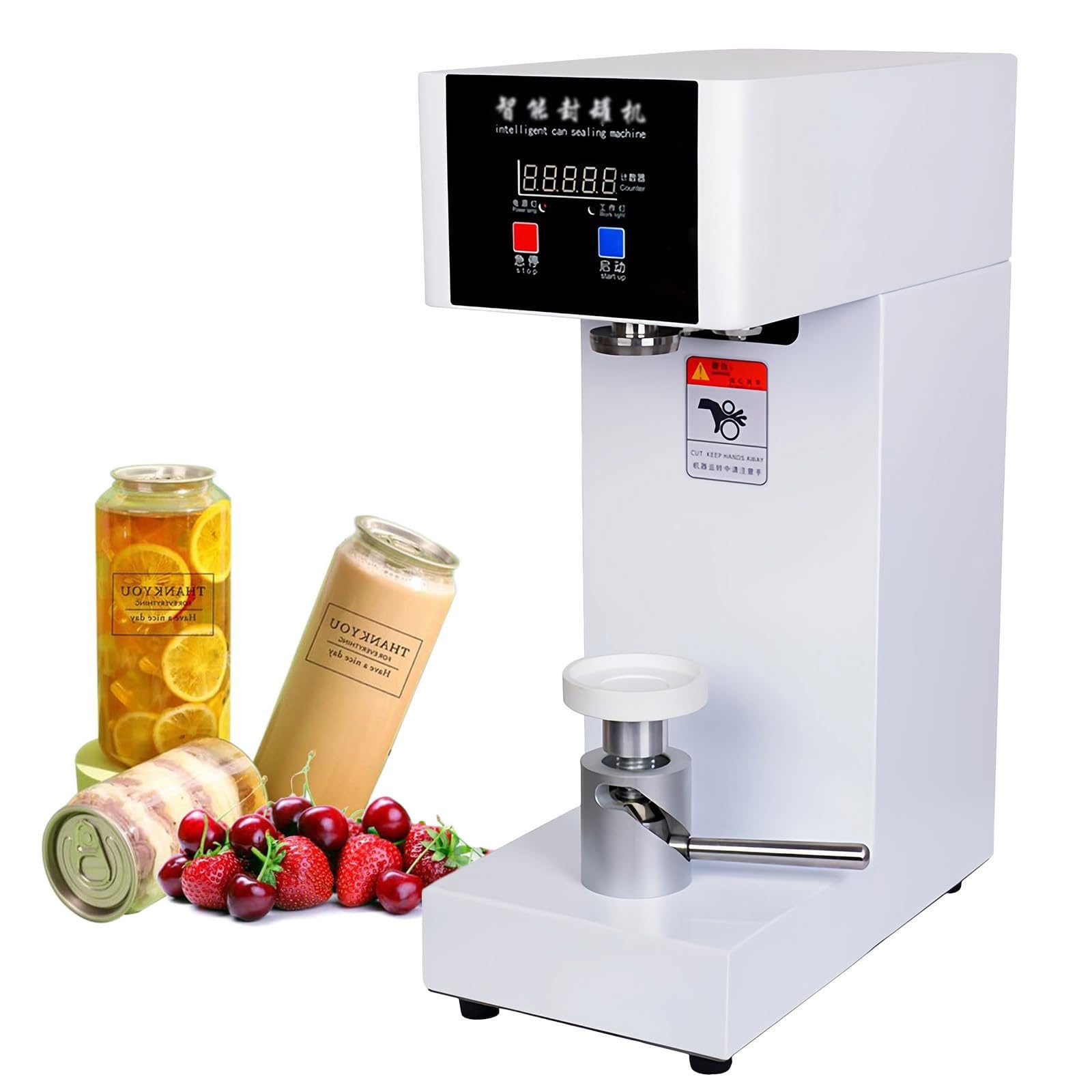 Máquina automática de sellado de latas, sellador eléctrico de vasos de 180 W con mostrador y pantalla LCD, para costuras y tapado de latas de 5,5 cm de diámetro y 14-21 cm de altura