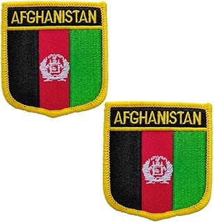 International Afghanistan Flag Embroidered Patches Tactical Morale Applique Fastener Iron On Sew On Emblem Patch 2 Pieces...