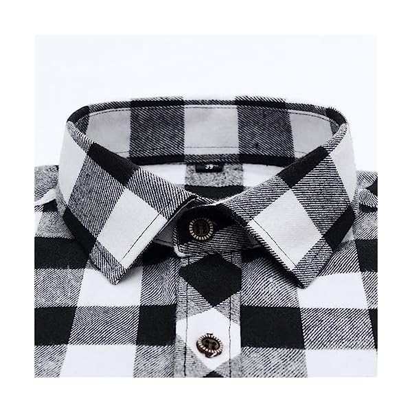 Autumn Casual Men's Flannel Plaid Shirt Men's Business Office Black Plaid Long-Sleeved Shirt Clothes(3XL Code) - Image 5