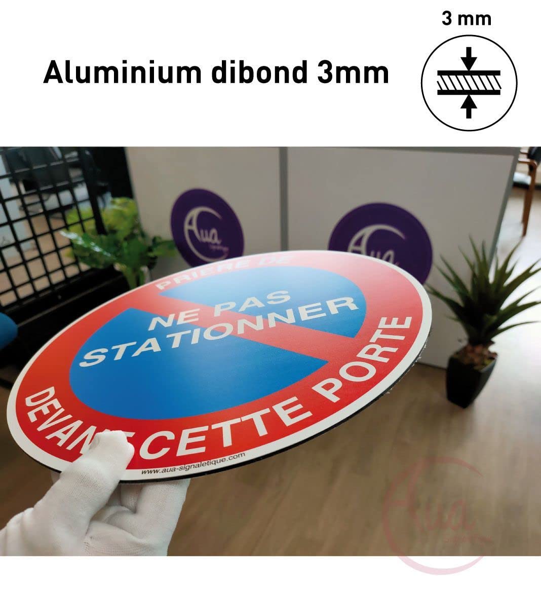 Cartello Divieto Di Sosta Proprietà Privata 24h/24 - Aua Signaletique 230 Mm In Alluminio Dibond 3 Mm