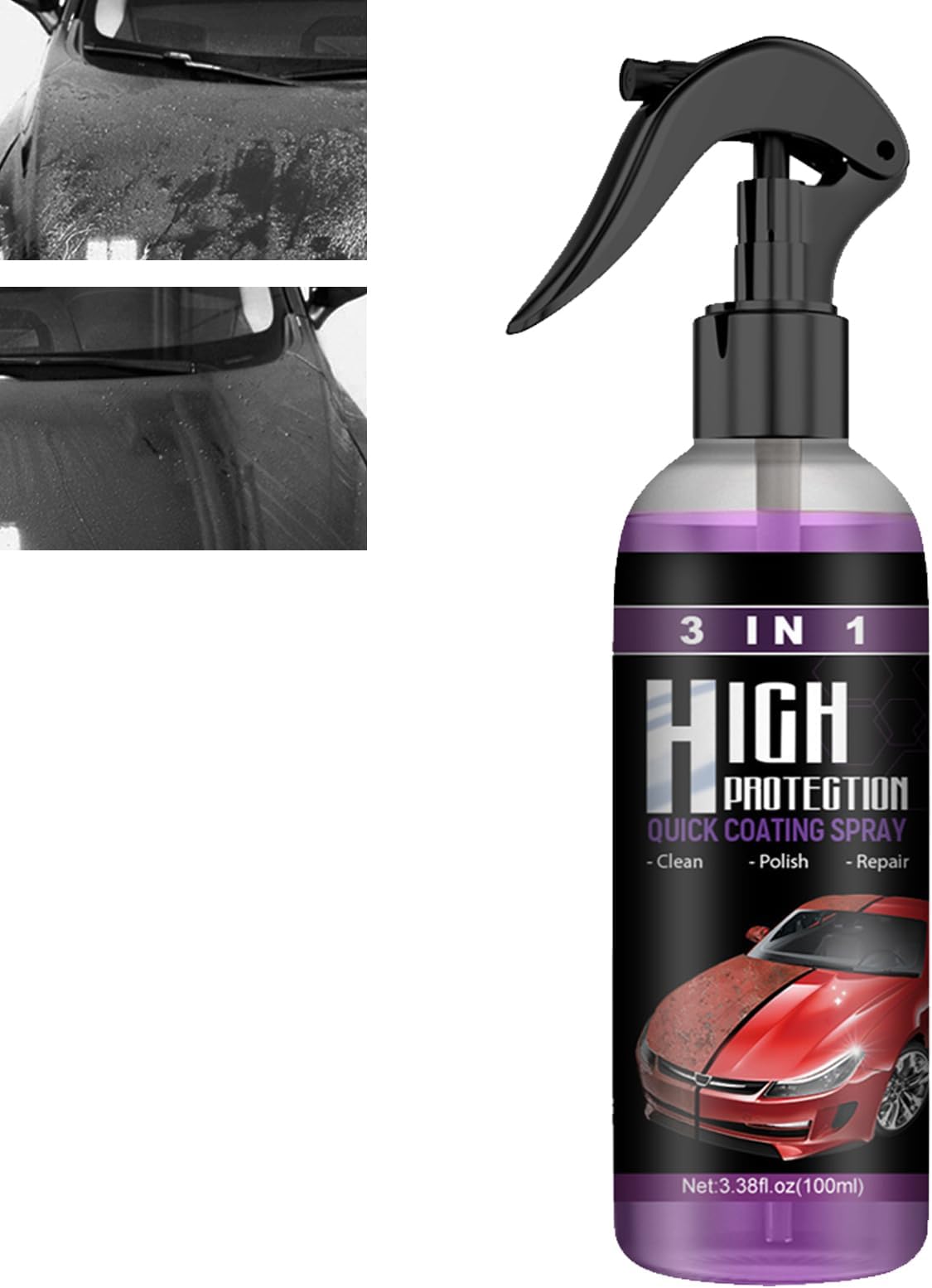 Quick Coating Spray,3-in-1 High Protection Car Spray,Car Polish Coating Spray,Auto Ceramic Spray,Car Wax Polish Spray,Car Shield Coating,High Protection Car Coating Spray 100ML