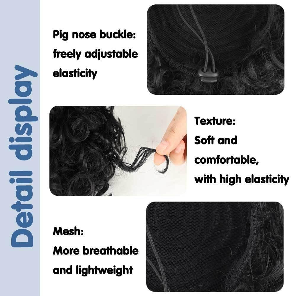 Panino per Capelli disordinato Extension for Chignon Riccio spettinato e spettinato Sintetico con Coulisse e Coda di Cavallo Parrucchino a Coda di Cavallo per l'uso Quotidiano(1BT30)