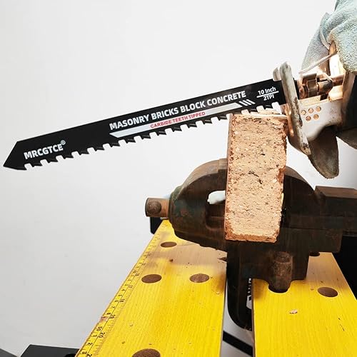 Miniatura 9 de Hoja de sierra recíproca de mampostería de 12 pulgadas, 2 TPI hoja de sierra de corte de ladrillo con punta de carburo de tungsteno, hoja de sierra