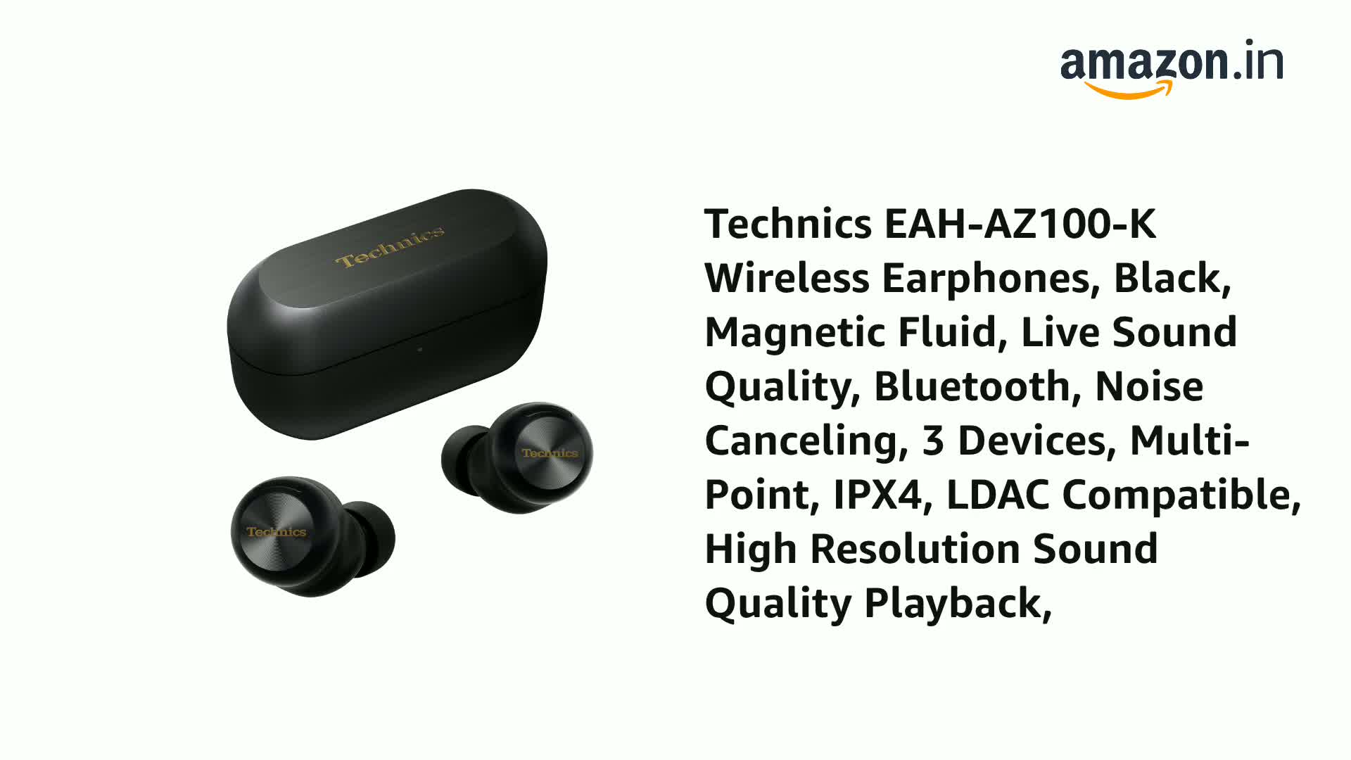 イヤホン Technics EAH-AZ100 BLACK Reference Class Hi-Fi True Wireless Earbuds with Dolby Atmos